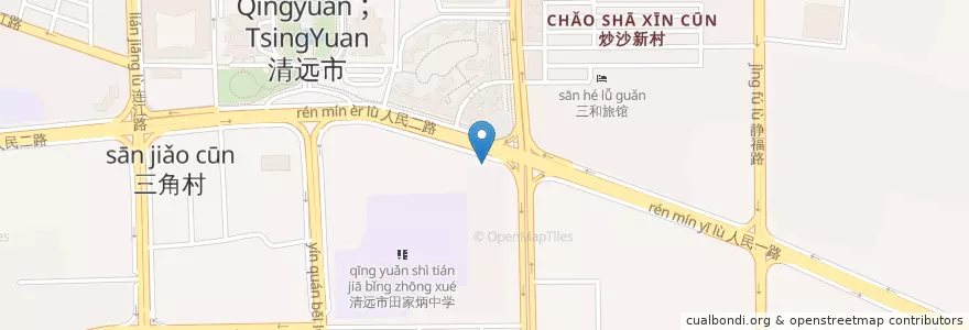 Mapa de ubicacion de 广州农村商业银行 en Çin, Guangdong, 清远市 (Qingyuan), 清城区 (Qingcheng), 洲心街办.