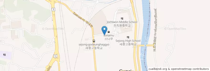 Mapa de ubicacion de 우리분식 en كوريا الجنوبية, 충청북도, 조치원읍, 청주시, 흥덕구.