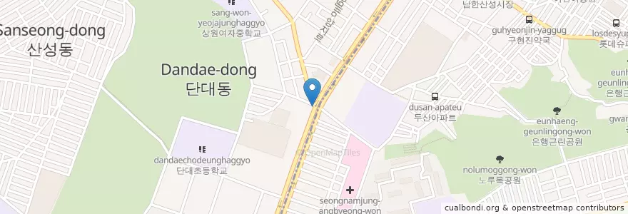 Mapa de ubicacion de 성남단대동우체국 en Korea Selatan, Gyeonggi, 수정구.