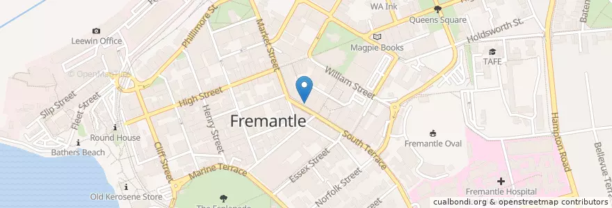 Mapa de ubicacion de Benny's en أستراليا, أستراليا الغربية, City Of Fremantle.
