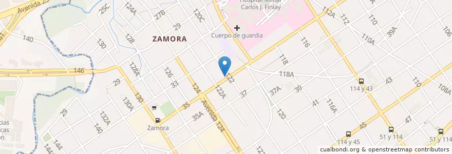 Mapa de ubicacion de Bar de Pino en 쿠바, La Habana, Marianao.