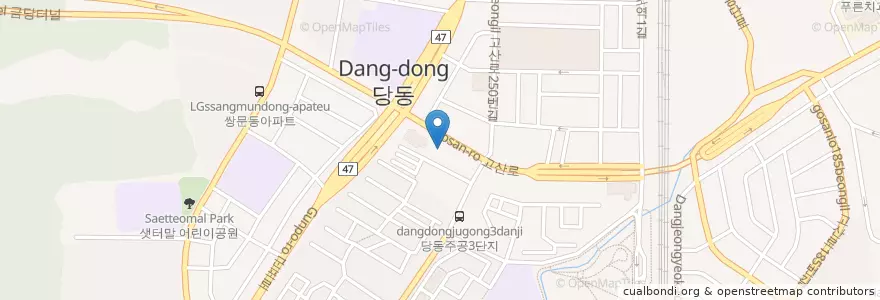 Mapa de ubicacion de 맥도날드 당동점 en Corée Du Sud, Gyeonggi, 군포시, 당동, 군포1동, 군포2동.