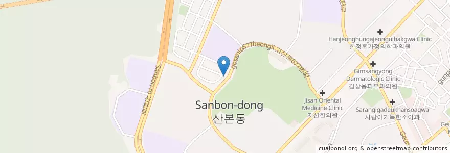 Mapa de ubicacion de 산본 광명교회 en Corée Du Sud, Gyeonggi, 군포시, 산본2동.