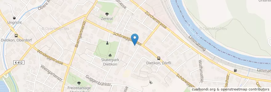 Mapa de ubicacion de Schulzahnklinik en Switzerland, Zurich, Bezirk Dietikon, Dietikon.