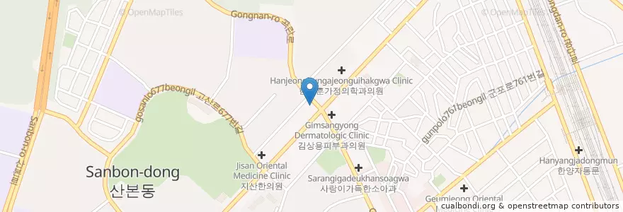 Mapa de ubicacion de 우리은행 산본지점 en Korea Selatan, Gyeonggi, 군포시, 산본2동.