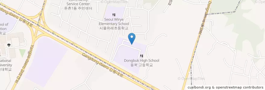 Mapa de ubicacion de 동북중학교 en Zuid-Korea, Seoel, 둔촌동, 둔촌1동.
