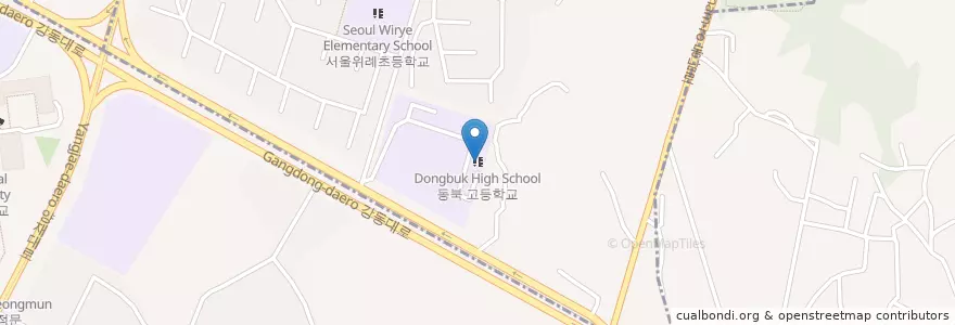 Mapa de ubicacion de 동북고등학교 en Corea Del Sud, Seul, 둔촌동, 둔촌1동.
