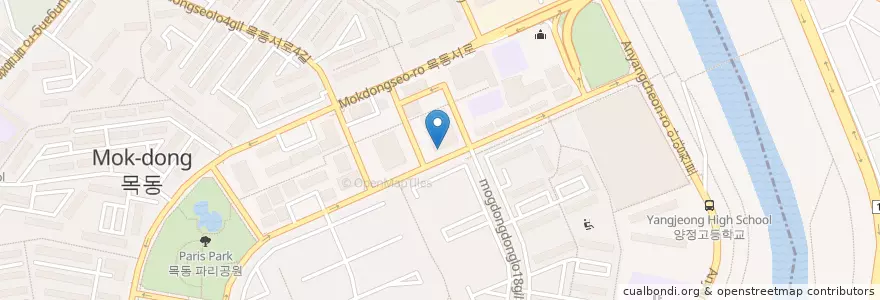 Mapa de ubicacion de Starbucks 목동5단지 en Korea Selatan, 서울, 양천구, 양평동, 목5동.