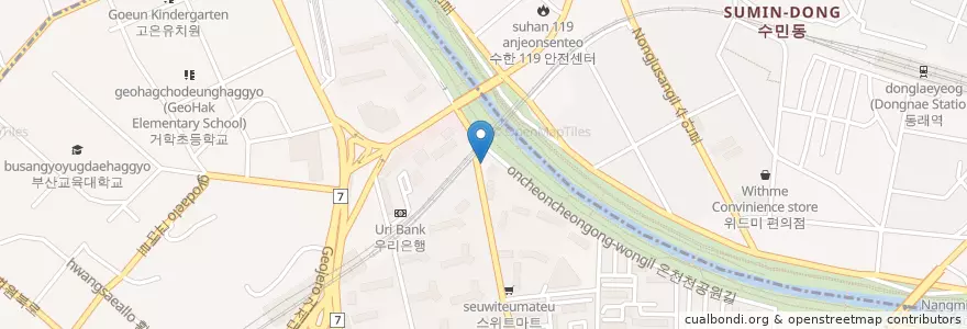 Mapa de ubicacion de 카페 원플러스원 en 韩国/南韓, 釜山, 東萊區, 거제동.