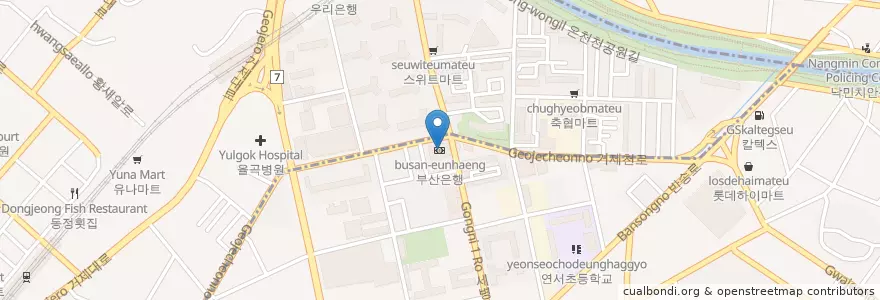 Mapa de ubicacion de 부산은행 연서지점 en 韩国/南韓, 釜山, 東萊區, 거제동.