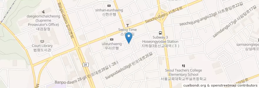 Mapa de ubicacion de 이디야 커피(서초점) en Südkorea, Seoul, 서초구, 서초3동, 서초동.