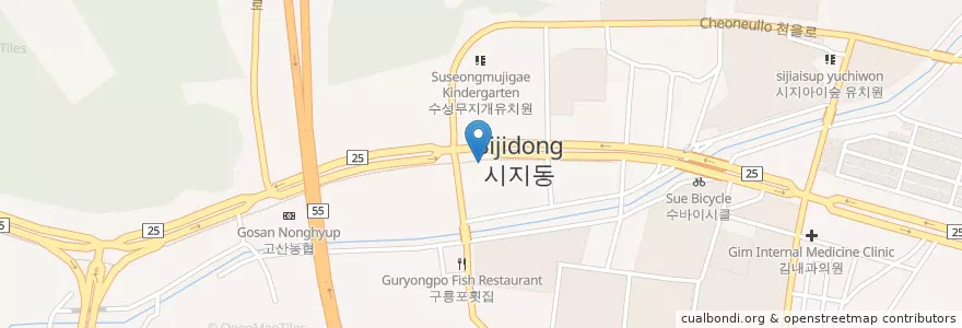 Mapa de ubicacion de 고산우체국 en 대한민국, 대구, 수성구, 고산동.
