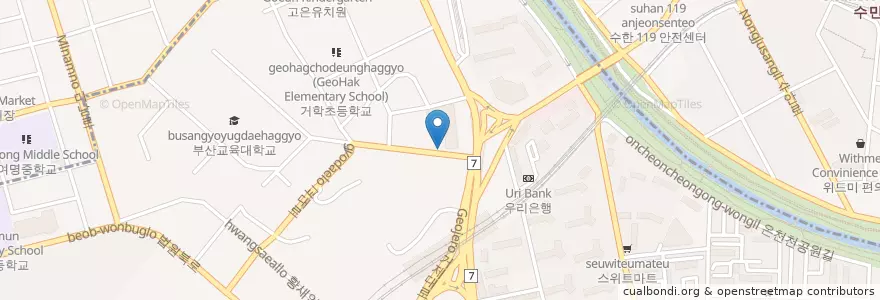 Mapa de ubicacion de 봉구비어 교대점 en Korea Selatan, 부산, 동래구, 거제동.