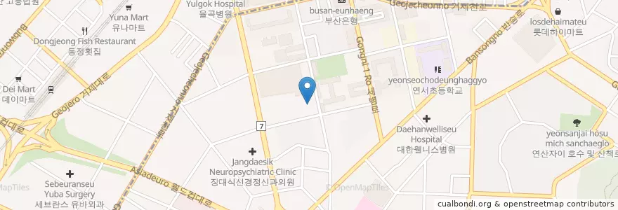 Mapa de ubicacion de 부산서문교회 en Corea Del Sud, Busan, 연제구, 거제동, 연산동.