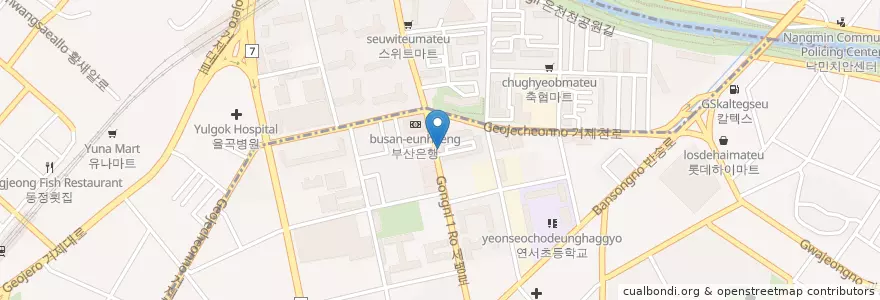 Mapa de ubicacion de 김밥일번지 en 韩国/南韓, 釜山, 東萊區, 蓮堤區, 거제동.