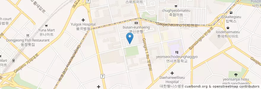 Mapa de ubicacion de 맛나감자탕 연산점 en 大韓民国, 釜山, 蓮堤区, 巨堤洞, 蓮山洞.