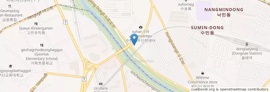 Mapa de ubicacion de 카페베네 en Güney Kore, Busan, 동래구, 수민동.