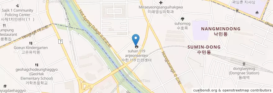 Mapa de ubicacion de 수한 119 안전센터 en Республика Корея, Пусан, 동래구, 수민동.