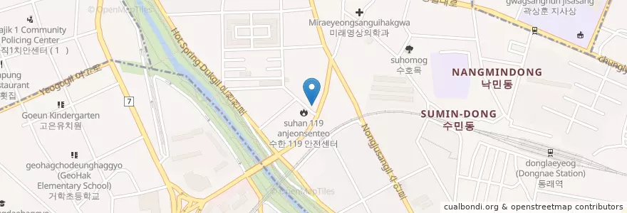 Mapa de ubicacion de 동래밀면 en Korea Selatan, 부산, 동래구, 수민동.