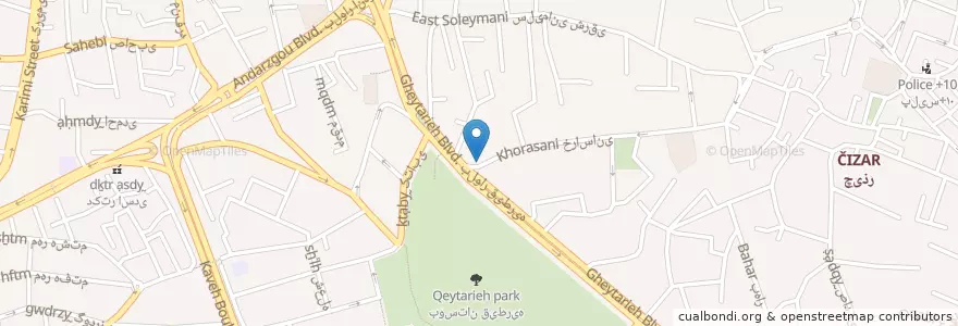 Mapa de ubicacion de داروخانه en Iran, Teheran, شهرستان شمیرانات, Teheran, بخش رودبار قصران.