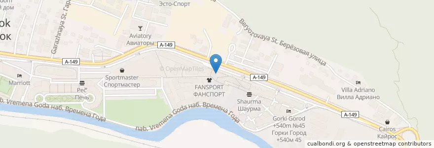 Mapa de ubicacion de Пхали Хинкали en Russie, District Fédéral Du Sud, Kraï De Krasnodar, Городской Округ Сочи.