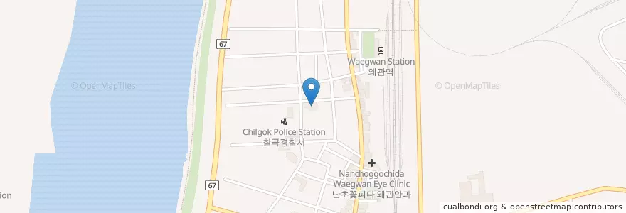 Mapa de ubicacion de 왜관교회 en Corée Du Sud, Gyeongsang Du Nord, 칠곡군.