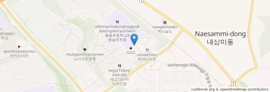 Mapa de ubicacion de 마포숯불갈비 en كوريا الجنوبية, 경기도, 오산시.