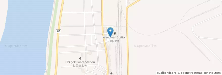 Mapa de ubicacion de 왜관역 분수대 en Corea Del Sud, Nord Gyeongsang, 칠곡군.