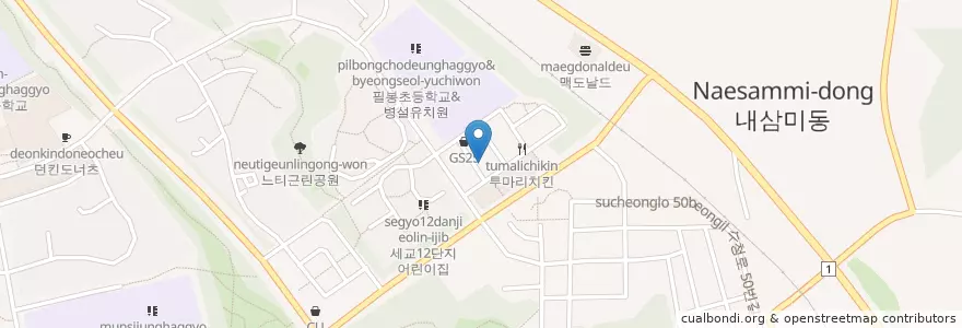 Mapa de ubicacion de 강릉궁짬뽕 en کره جنوبی, گیونگی-دو, 오산시.