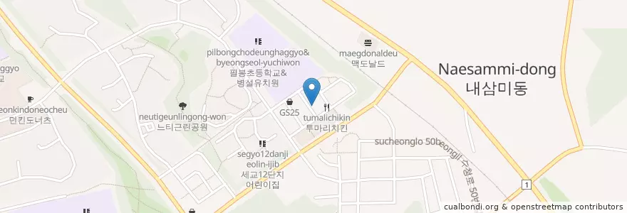 Mapa de ubicacion de 다우칼국수 en Corea Del Sur, Gyeonggi, 오산시.