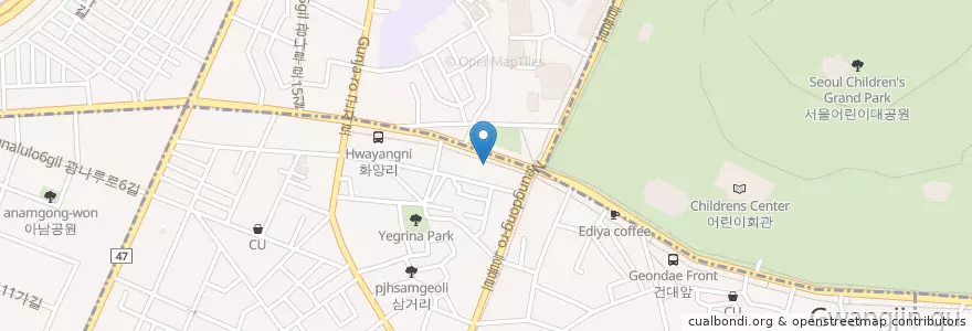 Mapa de ubicacion de 맥도날드 어린이대공원점 en Zuid-Korea, Seoel, 광진구.