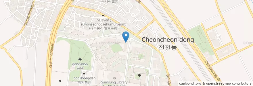 Mapa de ubicacion de 비즈니스 카페 en 大韓民国, 京畿道, 水原市, 長安区.