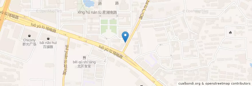 Mapa de ubicacion de 凌枫轩自助盒饭连锁 en 中国, 湖北省, 武汉市, 洪山区, 珞南街道.