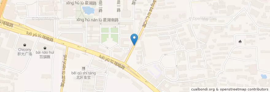 Mapa de ubicacion de 强仔过桥米线 en الصين, خوبي, ووهان, 洪山区, 珞南街道.