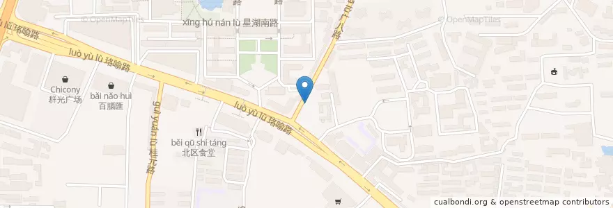 Mapa de ubicacion de 麻麻鱼府 en 中国, 湖北省, 武汉市, 洪山区, 珞南街道.