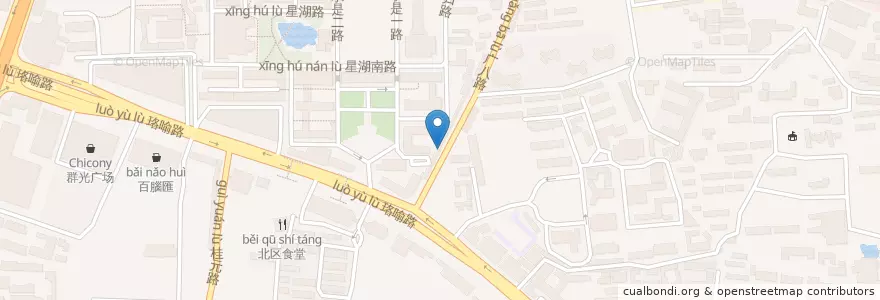 Mapa de ubicacion de 特尔香烤肉饭 en 中国, 湖北省, 武漢市, 洪山区, 珞南街道.