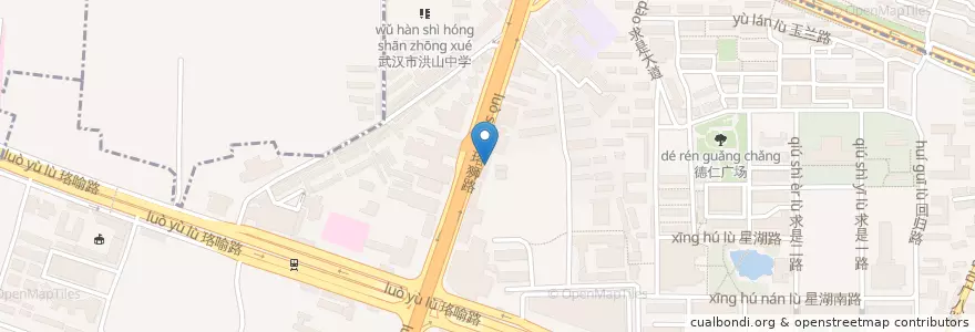 Mapa de ubicacion de 蓉城自助小火锅 en الصين, خوبي, ووهان, 洪山区, 珞南街道.