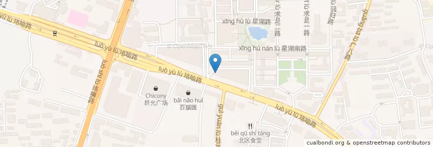 Mapa de ubicacion de 重百火锅 en چین, هوبئی, ووهان, 洪山区, 珞南街道.