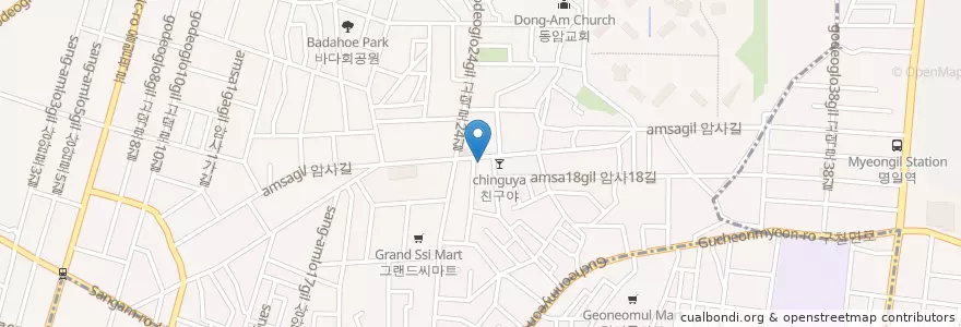Mapa de ubicacion de 태능 숯불갈비 en South Korea, Seoul, Gangdong-Gu, Amsa-Dong, Amsa 2(Il)-Dong.
