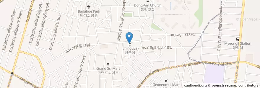 Mapa de ubicacion de 친구야 en Corée Du Sud, Séoul, 강동구, 암사동, 암사1동.