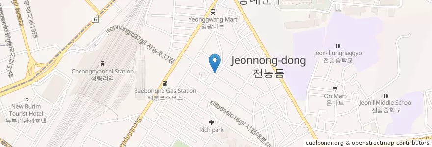 Mapa de ubicacion de 나사렛교회 en Coreia Do Sul, Seul, 동대문구, 전농1동.