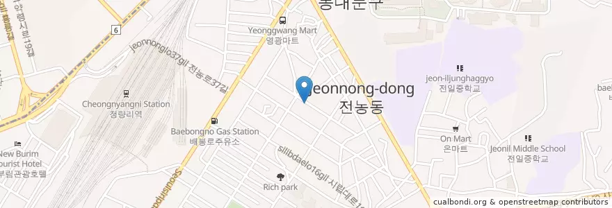 Mapa de ubicacion de 나사렛 어린이집 en Zuid-Korea, Seoel, 동대문구, 전농1동.