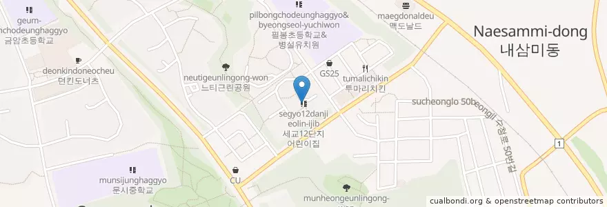 Mapa de ubicacion de 세교12단지 어린이집 en کره جنوبی, گیونگی-دو, 오산시.