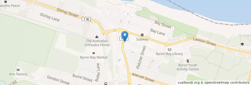 Mapa de ubicacion de NAB en 오스트레일리아, New South Wales, Byron Shire Council.