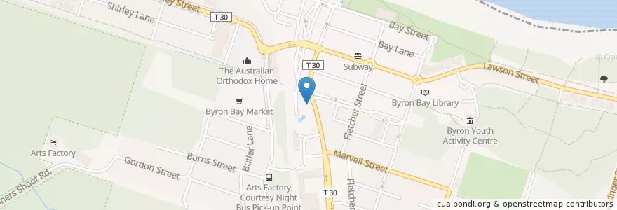 Mapa de ubicacion de Commonwealth Bank en オーストラリア, ニューサウスウェールズ, Byron Shire Council.