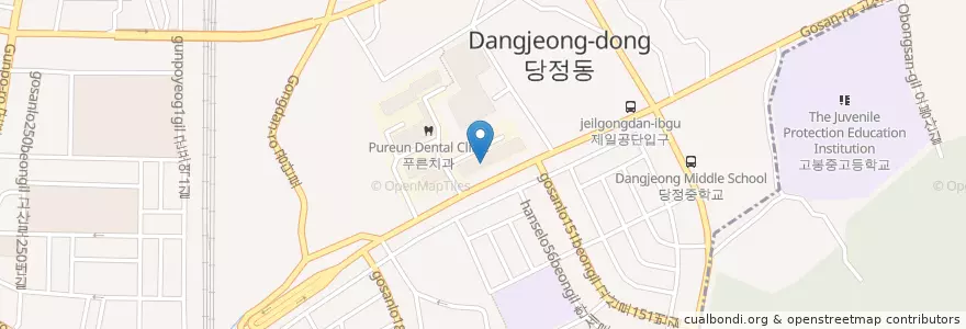 Mapa de ubicacion de KB국민은행 당정동출장소 en Korea Selatan, Gyeonggi, 군포시, 군포1동.