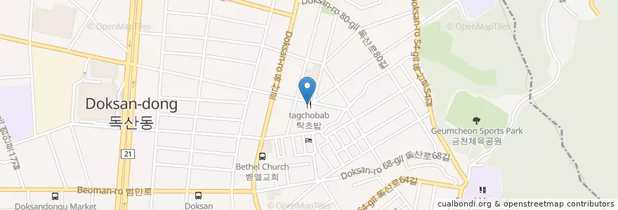 Mapa de ubicacion de 탁초밥 en Corea Del Sur, Seúl, 금천구, 독산4동.