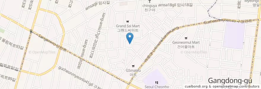 Mapa de ubicacion de 은성중앙교회 en كوريا الجنوبية, سول, 강동구, 천호동, 암사1동.