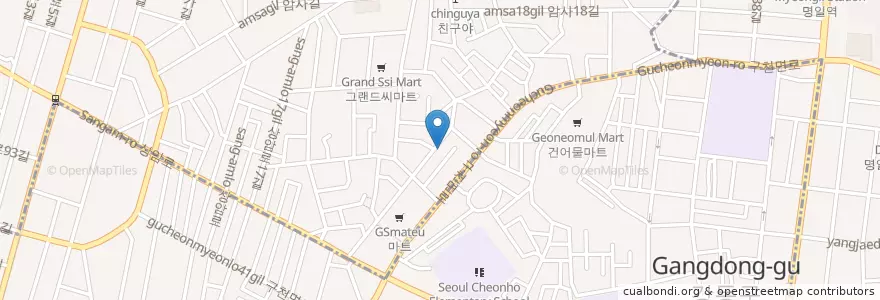 Mapa de ubicacion de 보생당한의원 en South Korea, Seoul, Gangdong-Gu, Cheonho-Dong, Amsa 2(Il)-Dong.