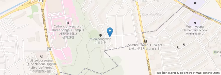 Mapa de ubicacion de 반포성당 en 대한민국, 서울, 서초구.